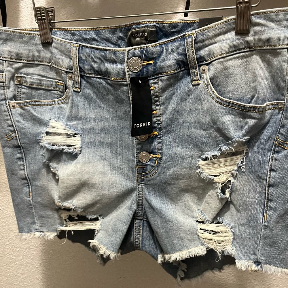 Torrid Button-Fly Ripped Jean Shorts - Picture 4 of 7